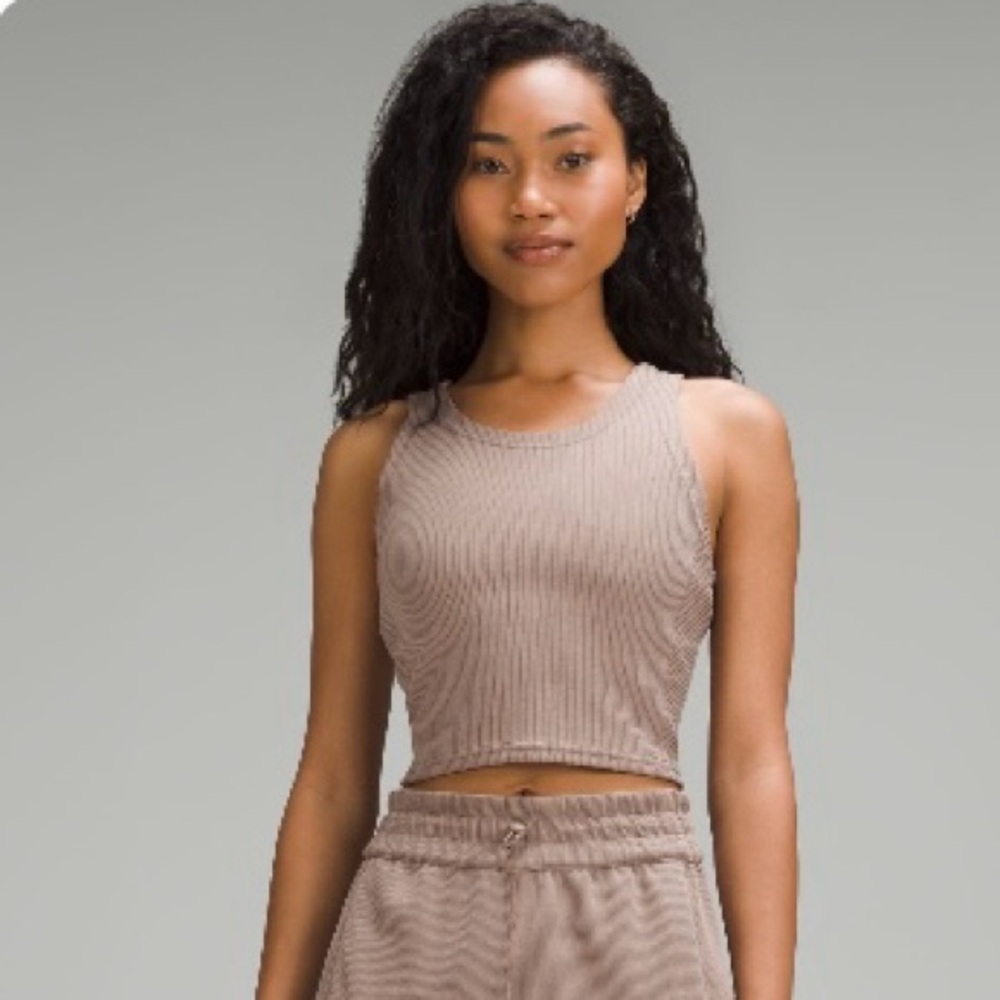 Lululemon soft stream Taupetastic Ribbed Tank Top size 6